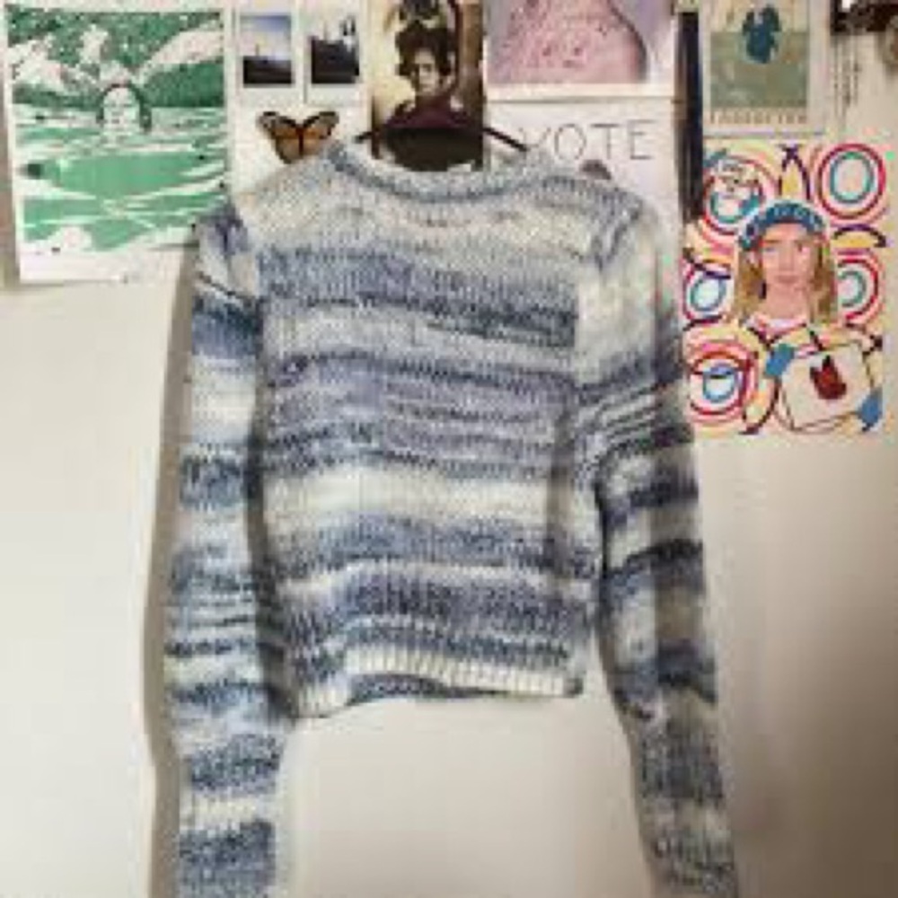 Wild Fable Cozy Blue/White Knit Sweater